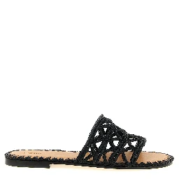 Black Viscose Slides