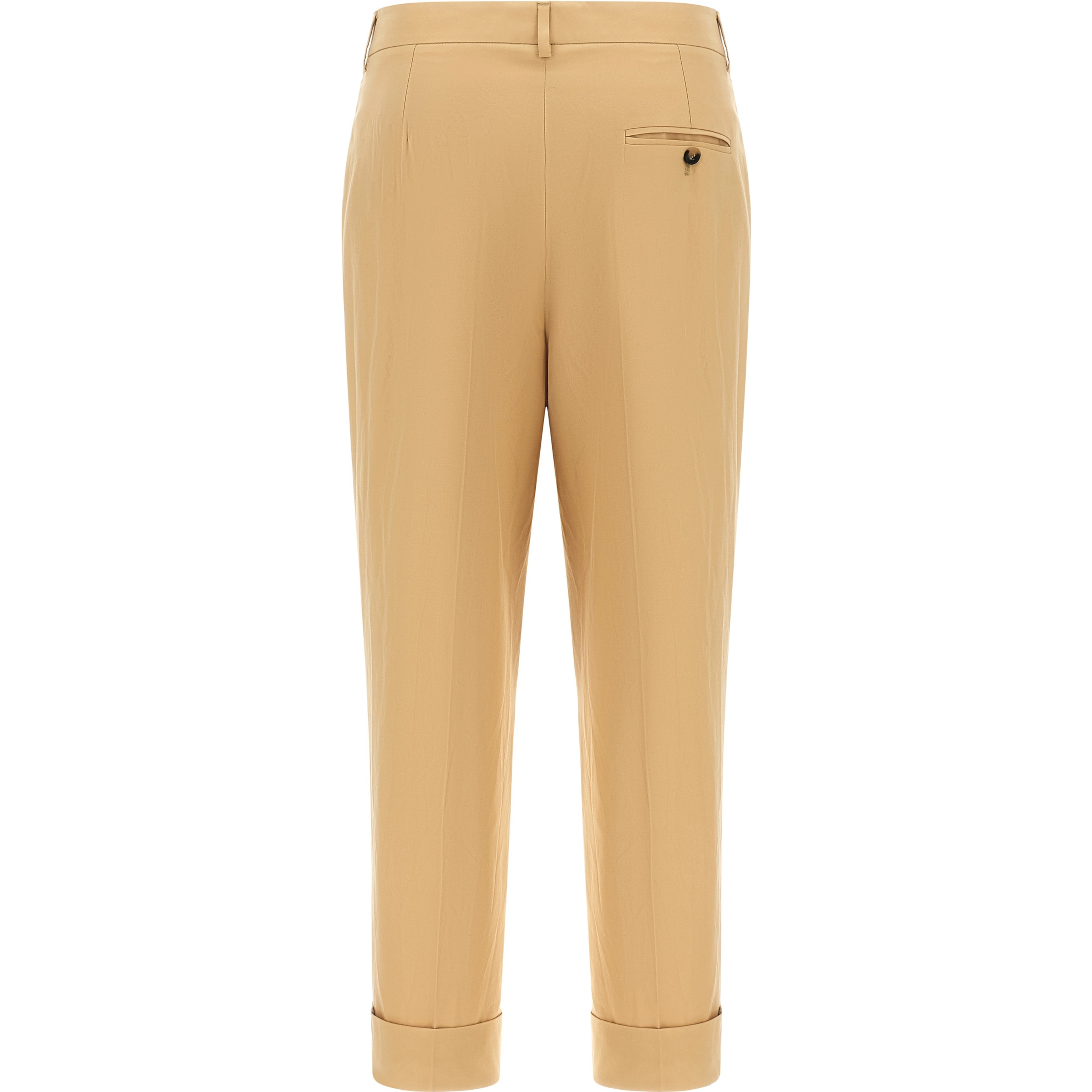 Beige Cotton Casual Pants
