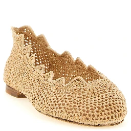 Beige Viscose Ballet Flats