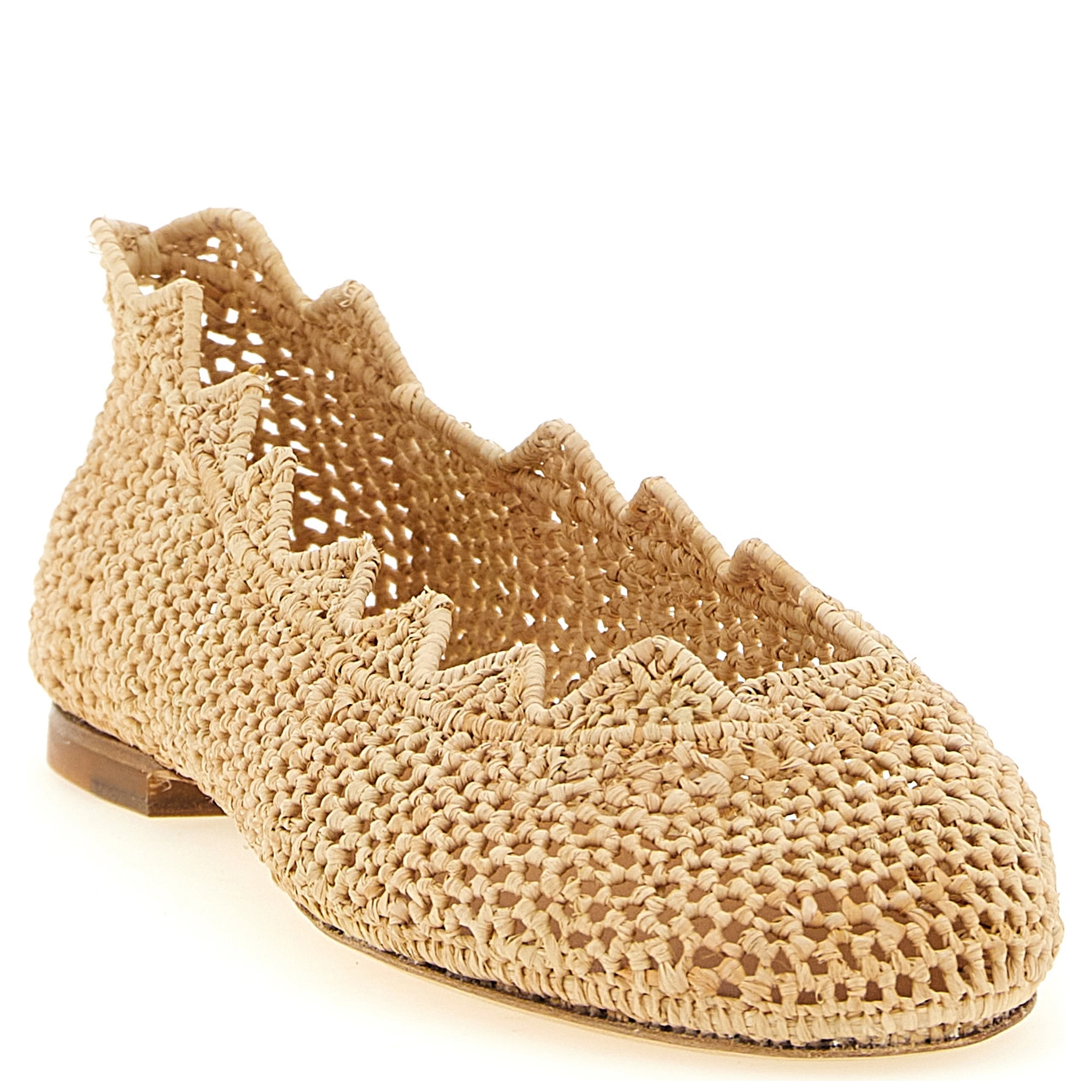 Beige Viscose Ballet Flats
