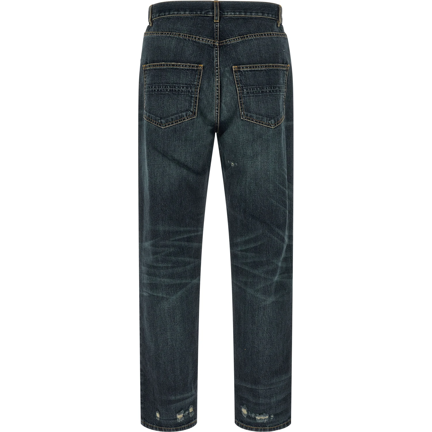 Blue Cotton Straight-Leg Jeans