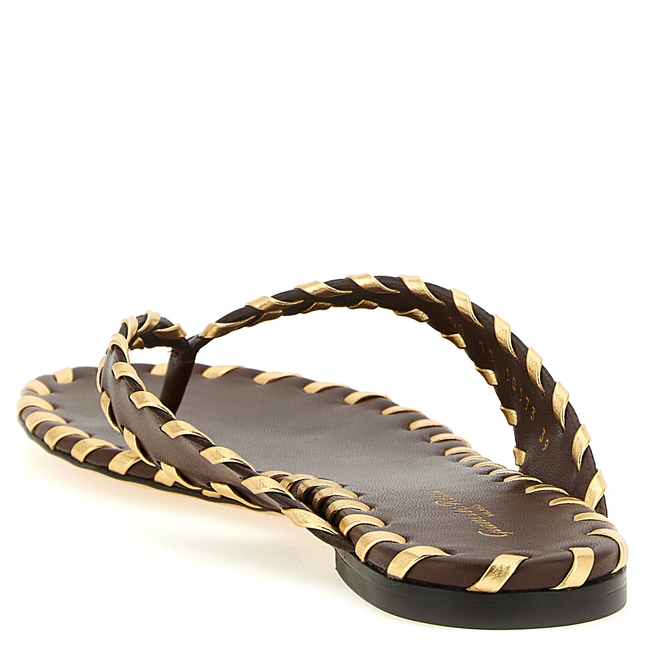 Brown Lamb Leather Slides