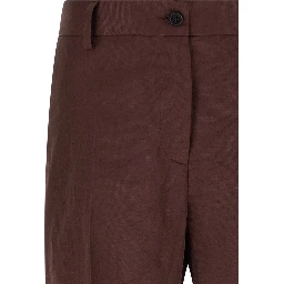 Brown Viscose Casual Pants