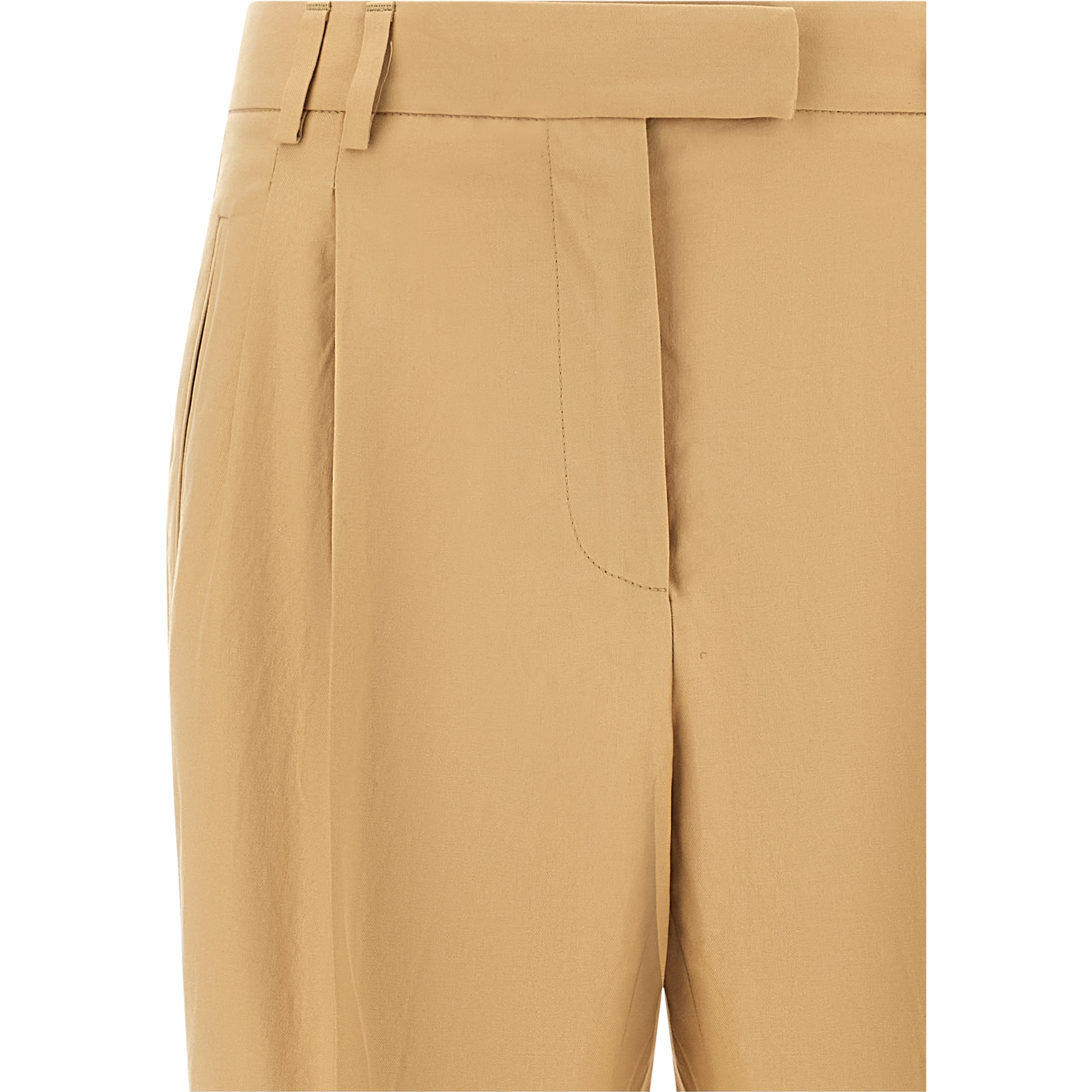 Beige Cotton Casual Pants