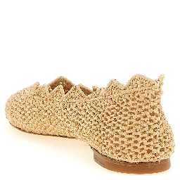 Beige Viscose Ballet Flats