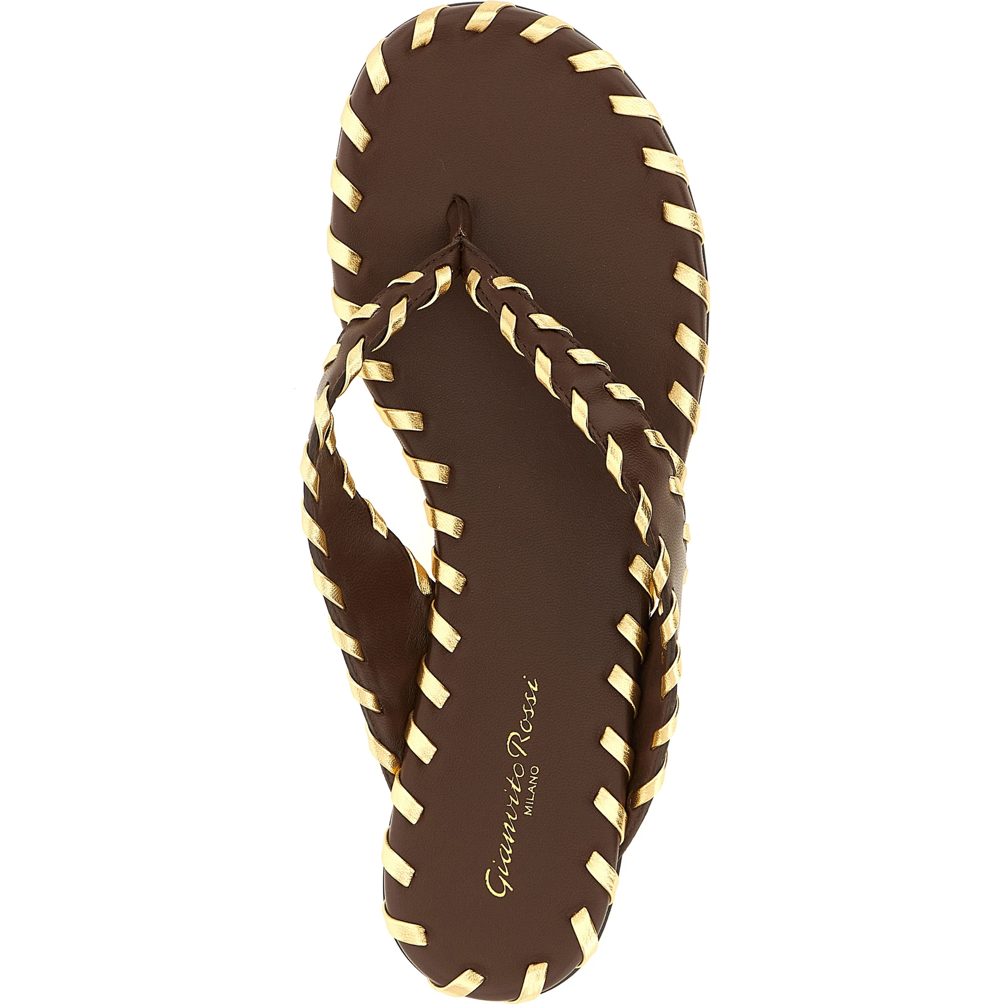 Brown Lamb Leather Slides