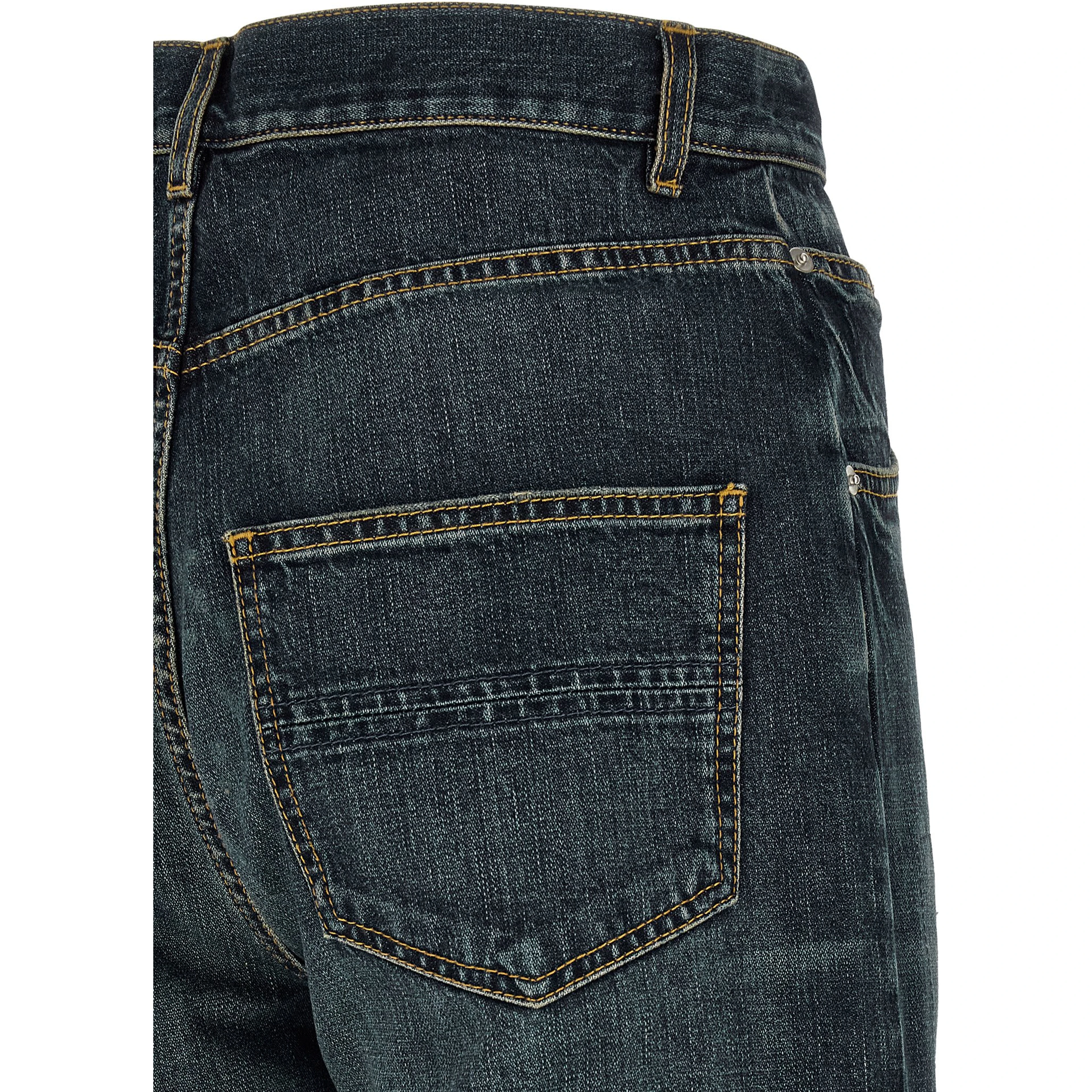 Blue Cotton Straight-Leg Jeans