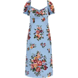Blue Silk Midi Dress
