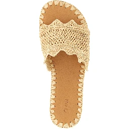 Beige Viscose Slides