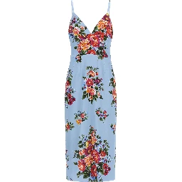 Blue Viscose Midi Dress