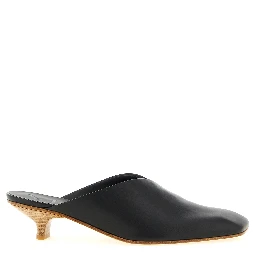 Black Calfskin Mid Heel Pumps