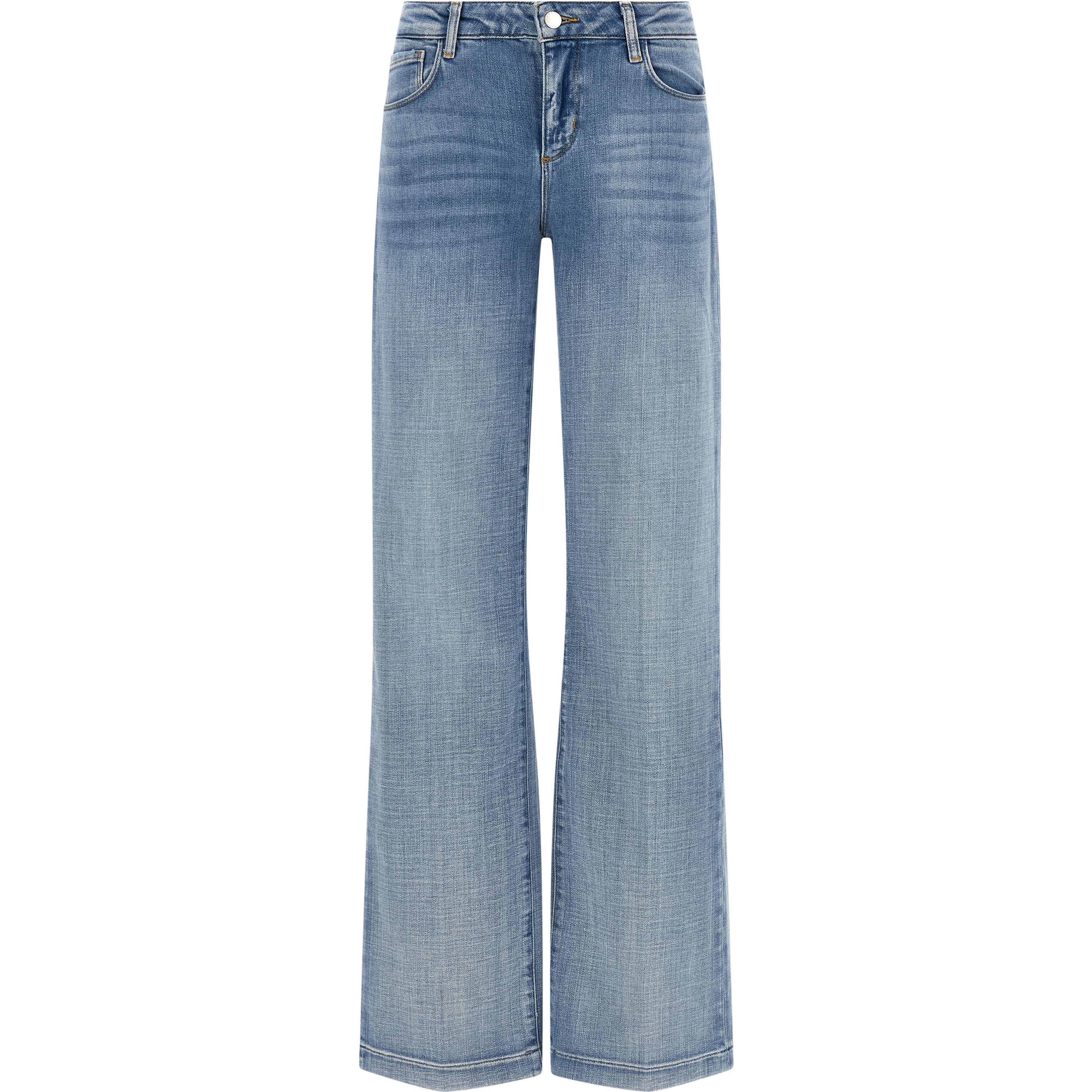Blue Cotton Straight-Leg Jeans