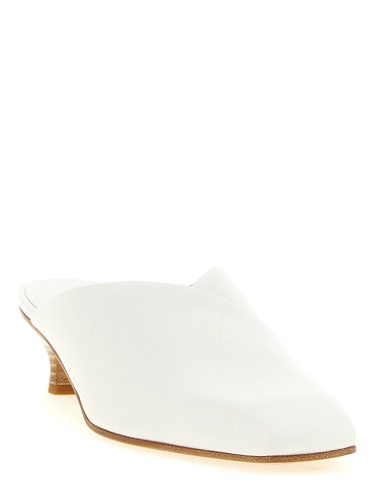 White Calfskin Mid Heel Pumps alternative