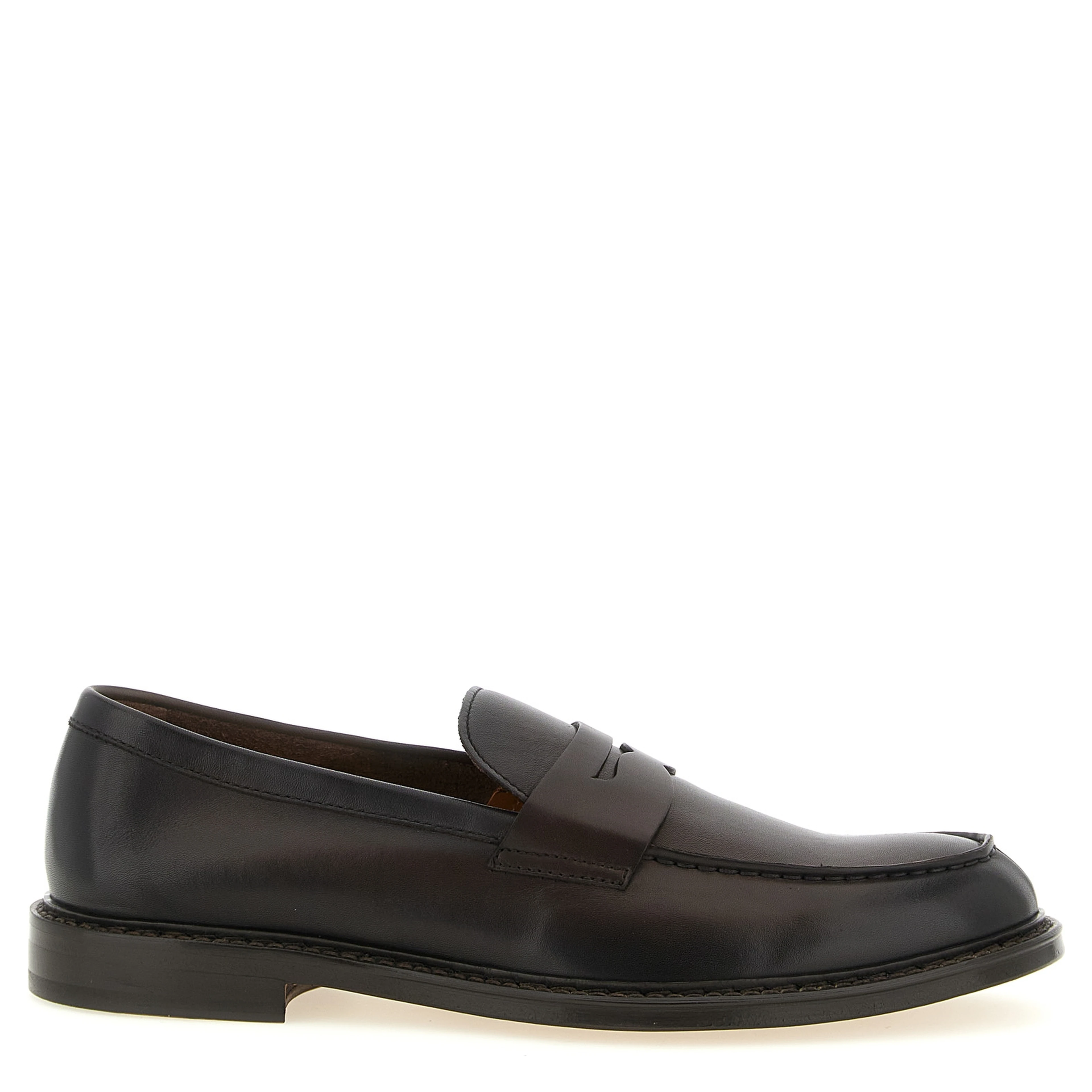 Brown Calfskin Slip-On Loafers