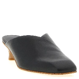Black Calfskin Mid Heel Pumps