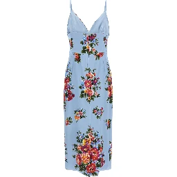 Blue Viscose Midi Dress