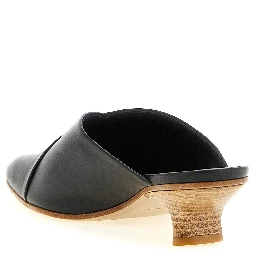 Black Calfskin Mid Heel Pumps