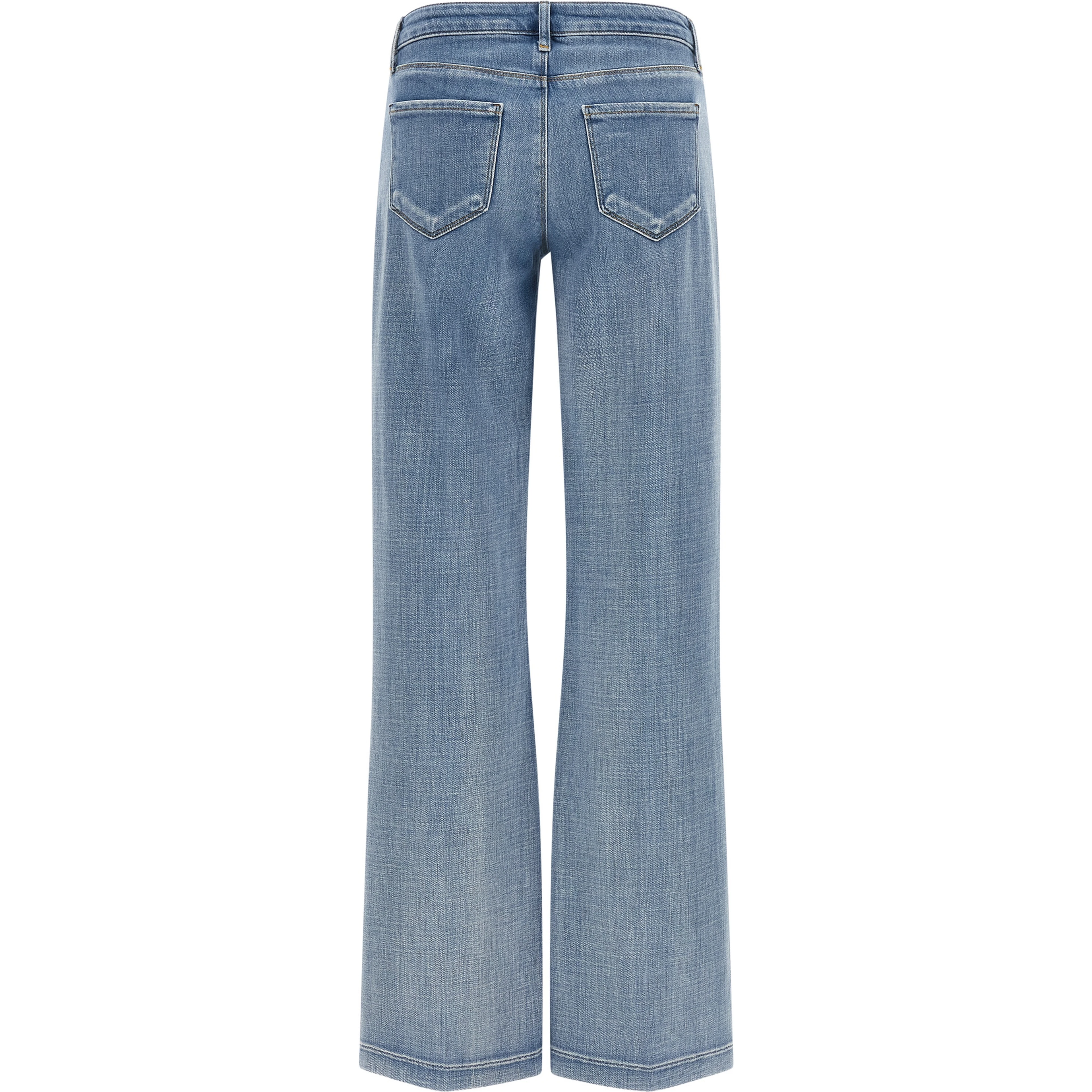 Blue Cotton Straight-Leg Jeans