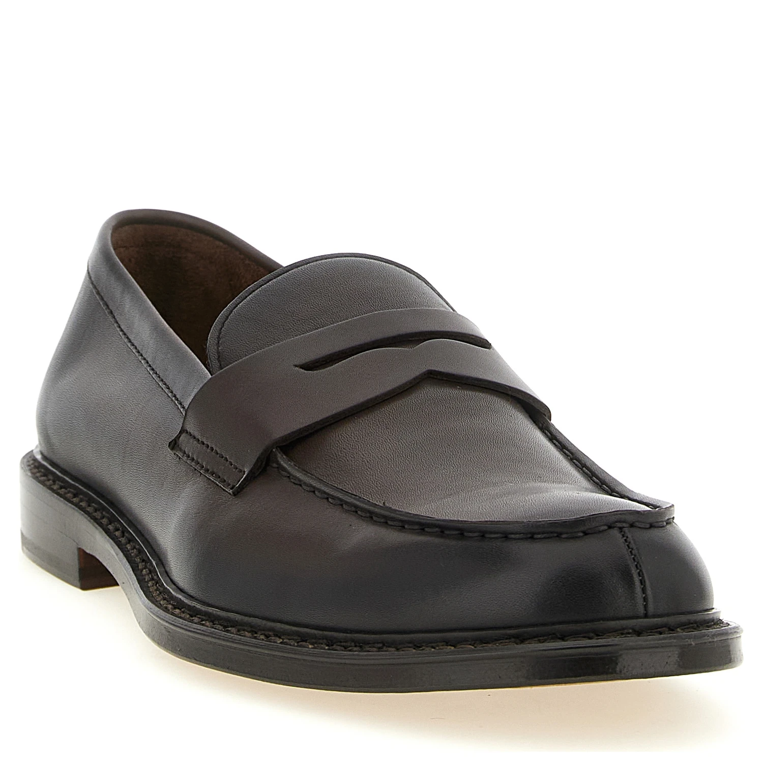 Brown Calfskin Slip-On Loafers