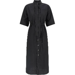Black Cotton Midi Dress