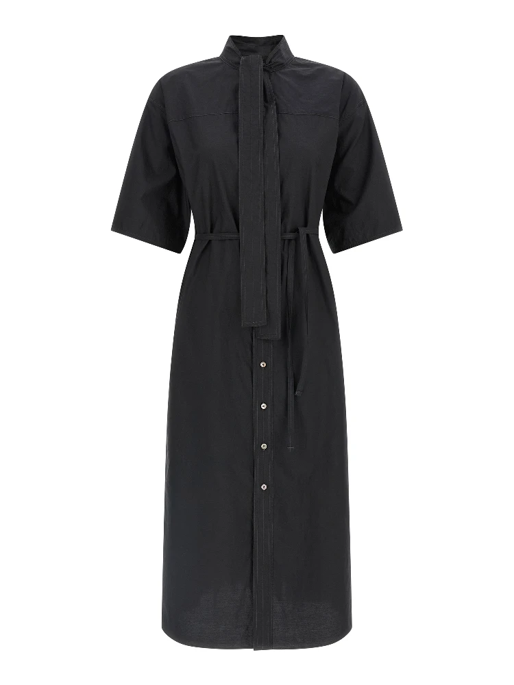 Black Cotton Midi Dress