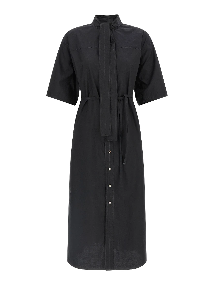 Black Cotton Midi Dress