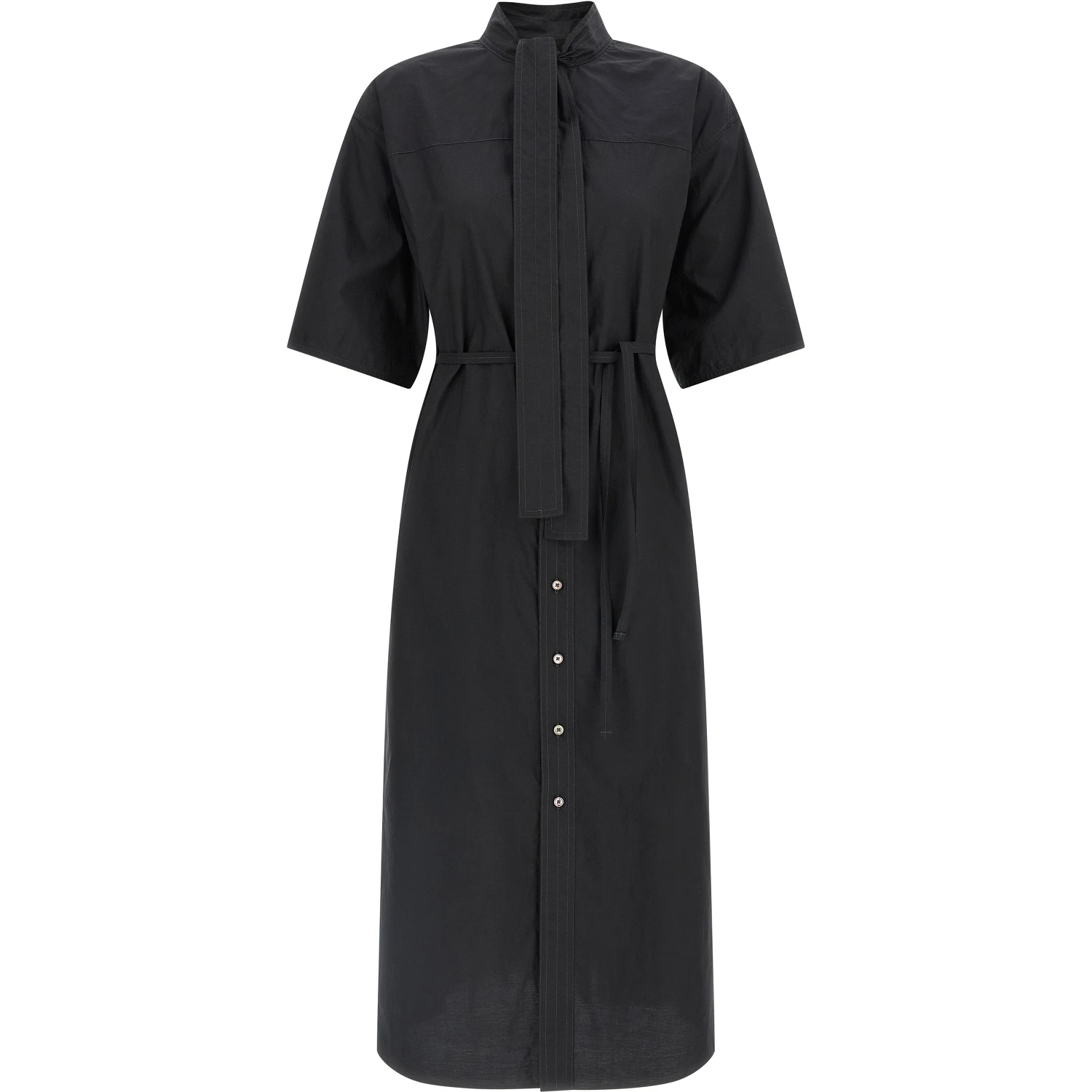 Black Cotton Midi Dress