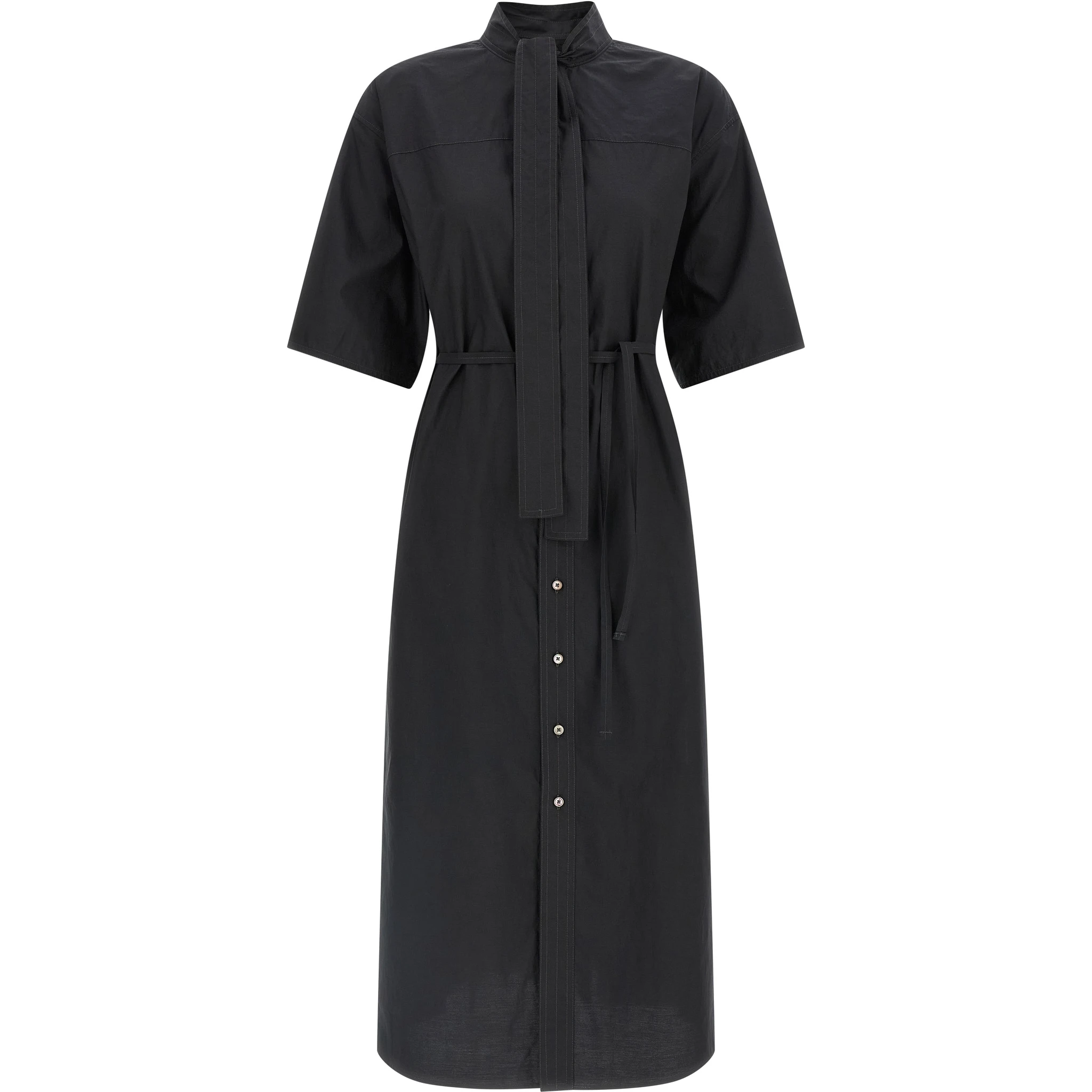 Black Cotton Midi Dress
