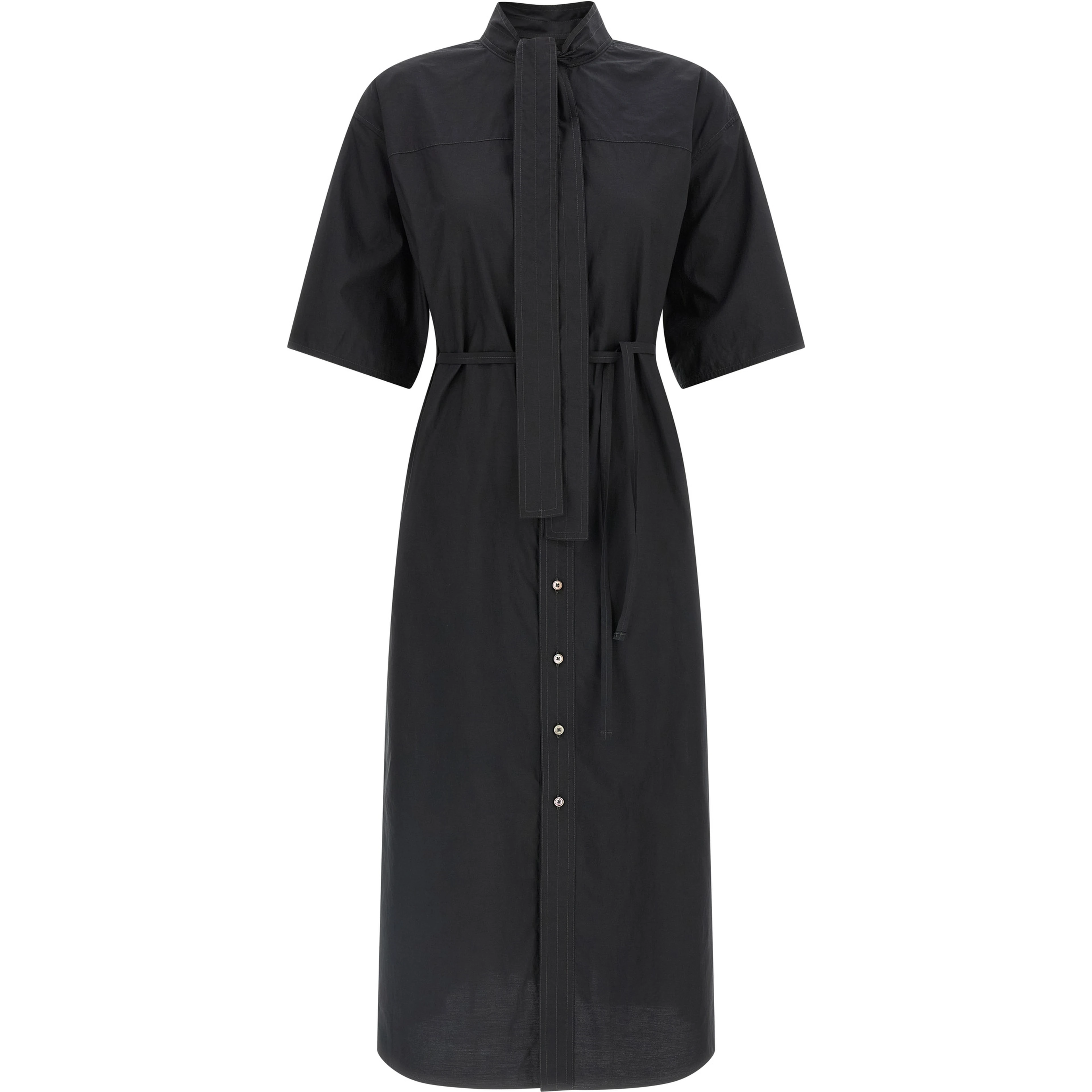 Black Cotton Midi Dress