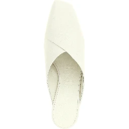 White Calfskin Mid Heel Pumps
