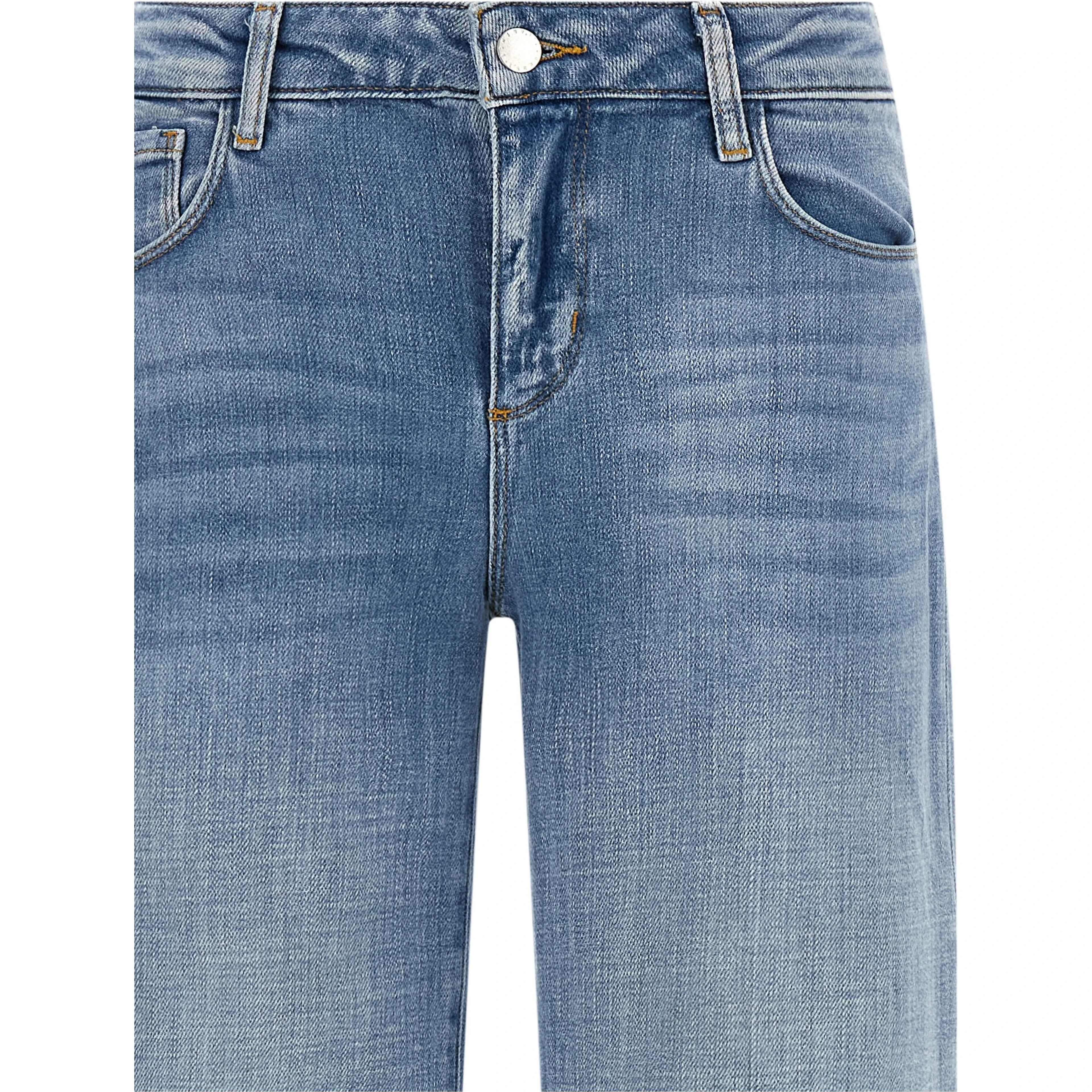 Blue Cotton Straight-Leg Jeans