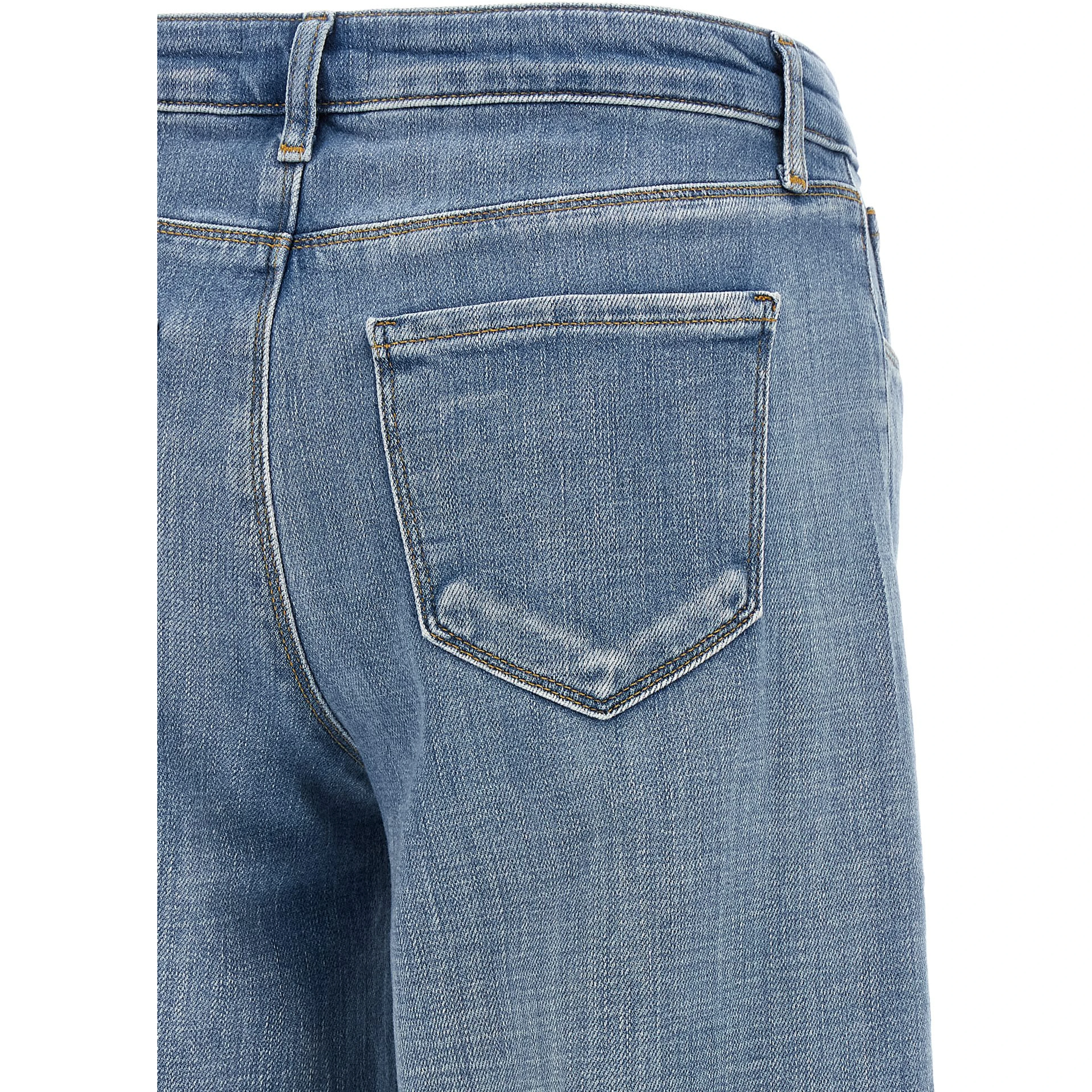 Blue Cotton Straight-Leg Jeans