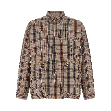Beige Cotton Full-Length Jacket