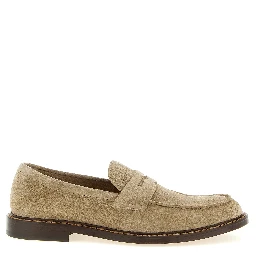 Beige Calfskin Slip-On Loafers