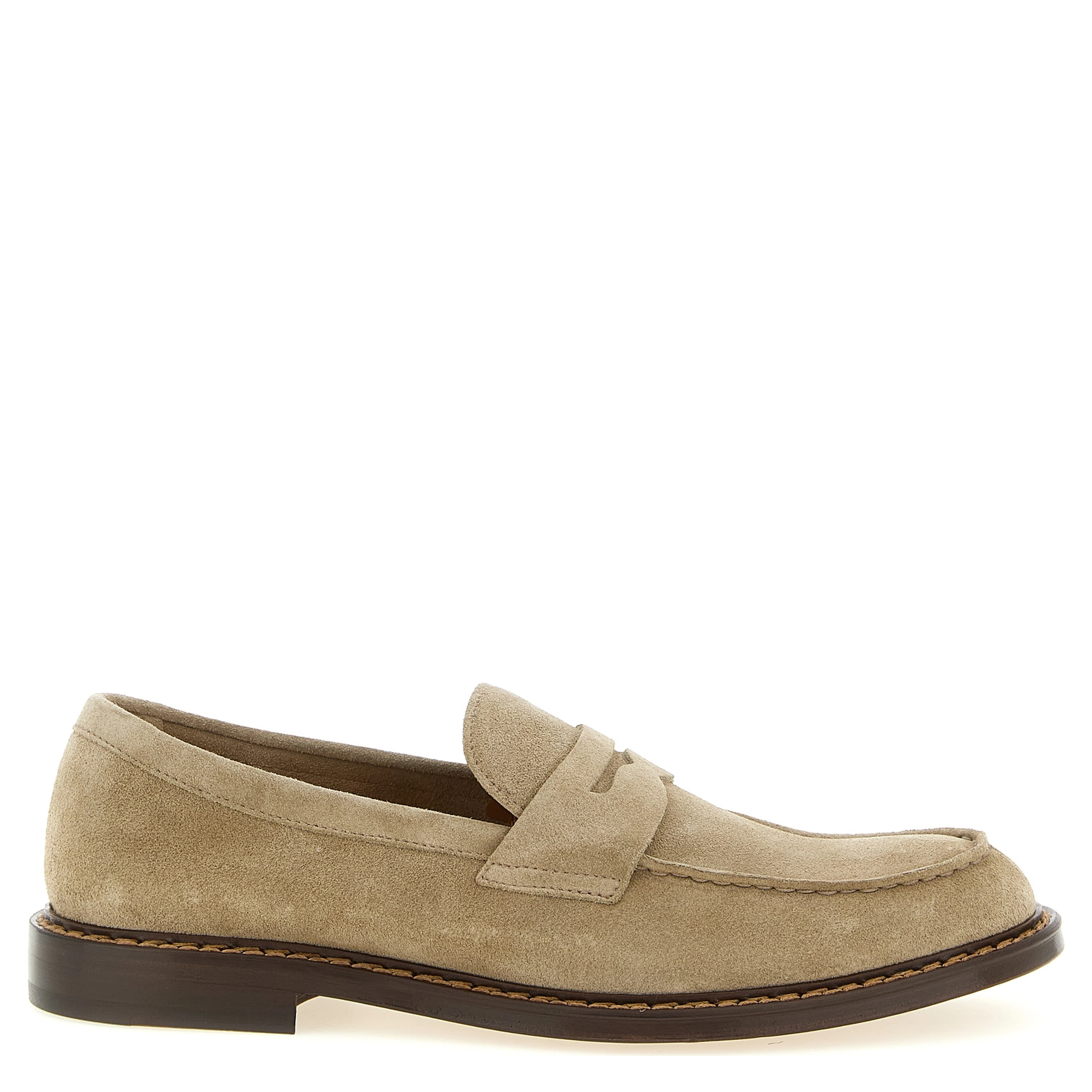 Beige Calfskin Slip-On Loafers