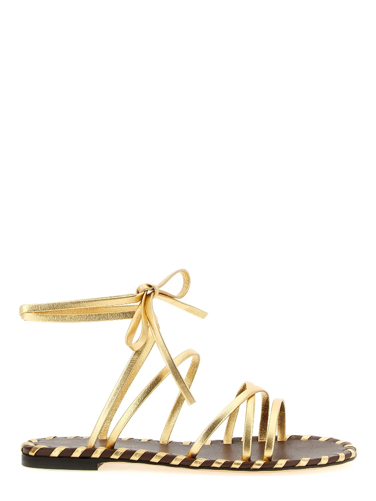 Gold Lamb Leather Flat Sandals