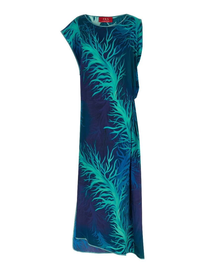 Blue Viscose Long Dress