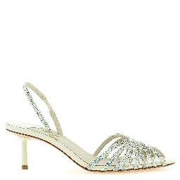 Bicolor Goatskin Stiletto Heel Sandals