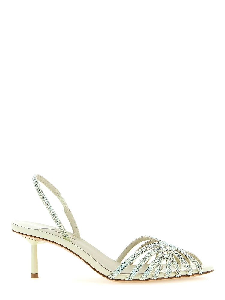 Bicolor Goatskin Stiletto Heel Sandals