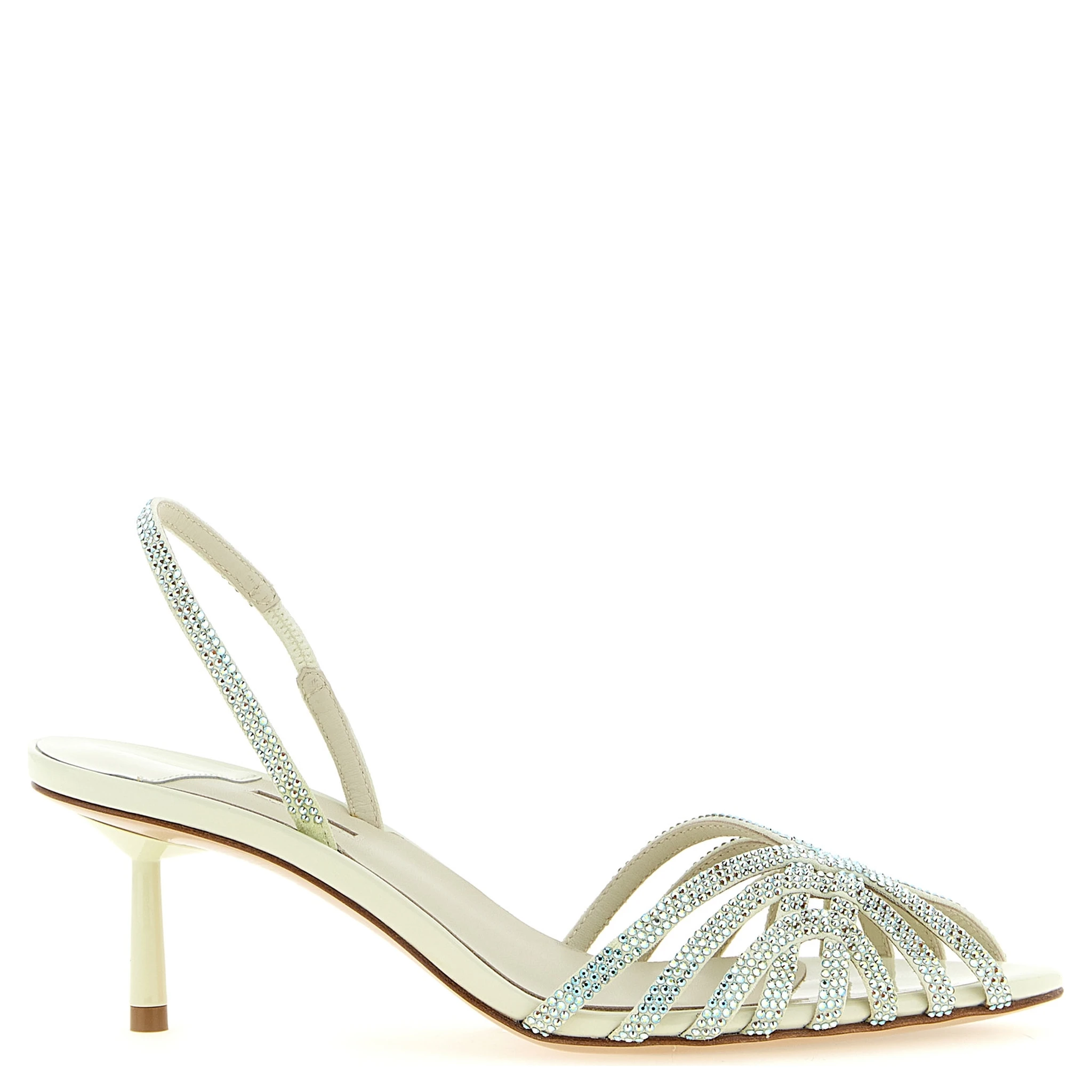 Bicolor Goatskin Stiletto Heel Sandals