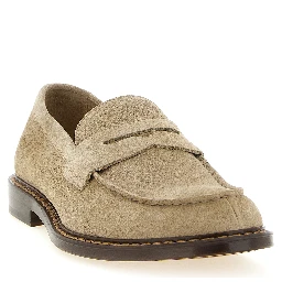 Beige Calfskin Slip-On Loafers