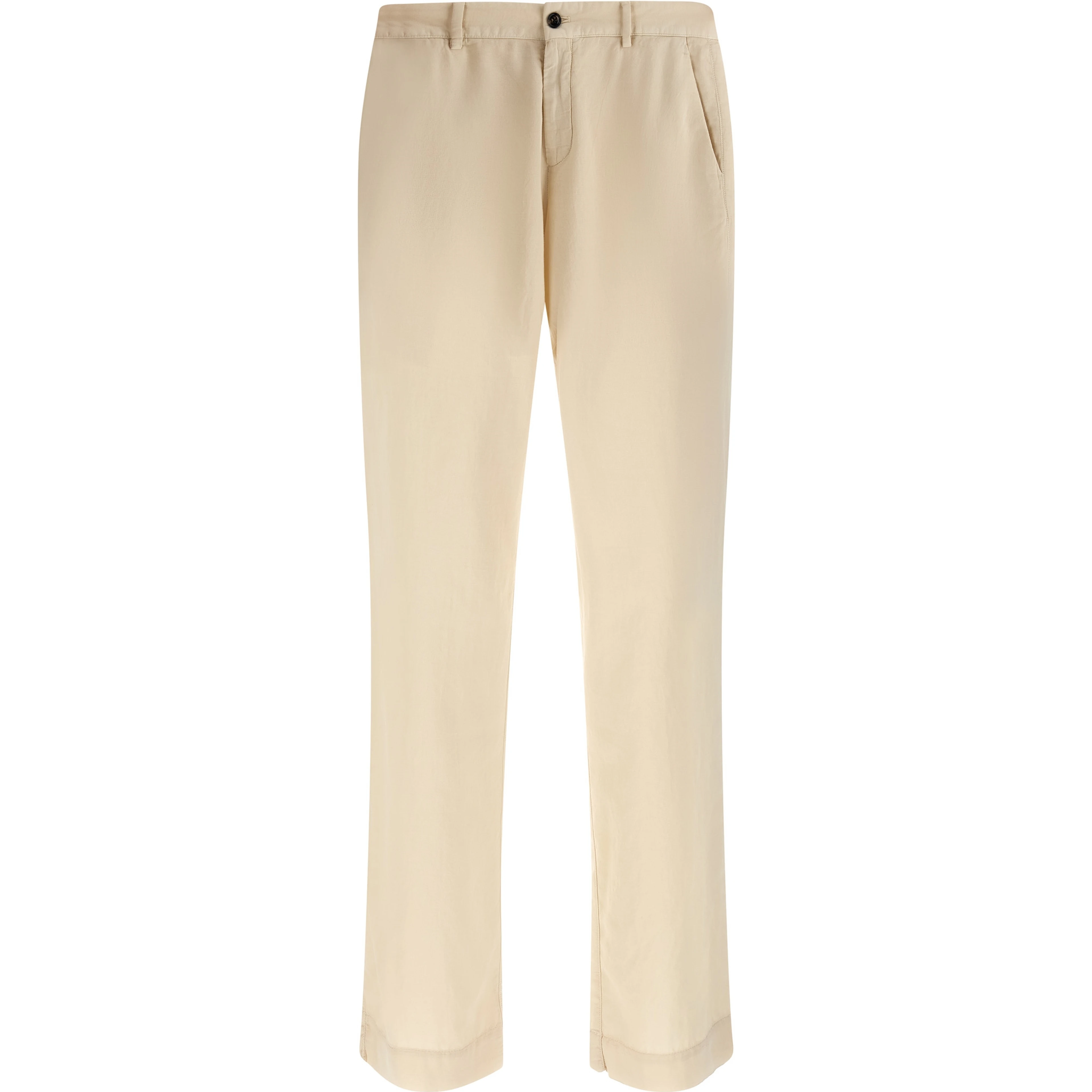 Beige Cotton Casual Pants