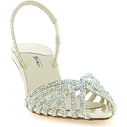 Bicolor Goatskin Stiletto Heel Sandals