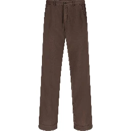Brown Cotton Casual Pants