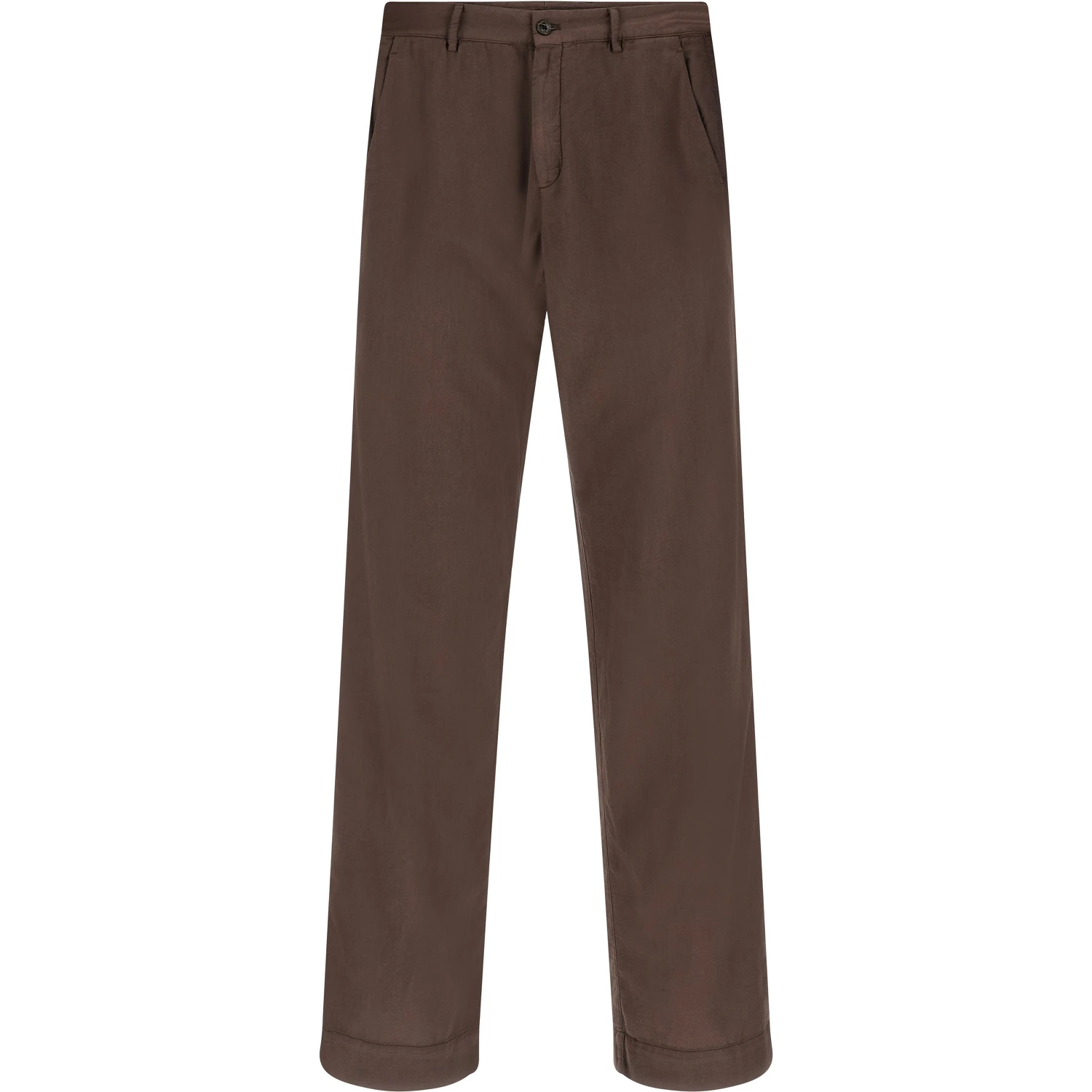 Brown Cotton Casual Pants