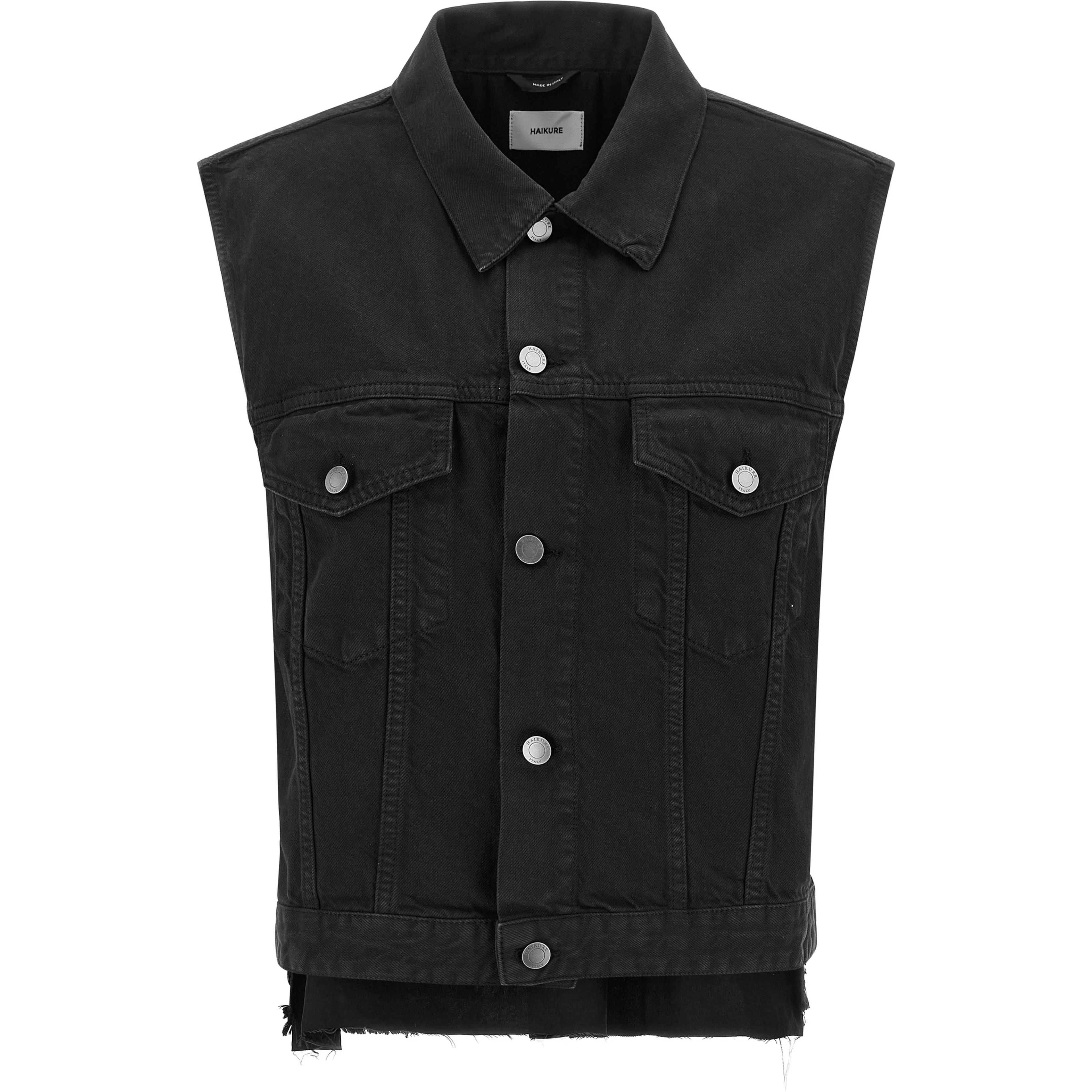 Black Cotton Sleeveless Jacket