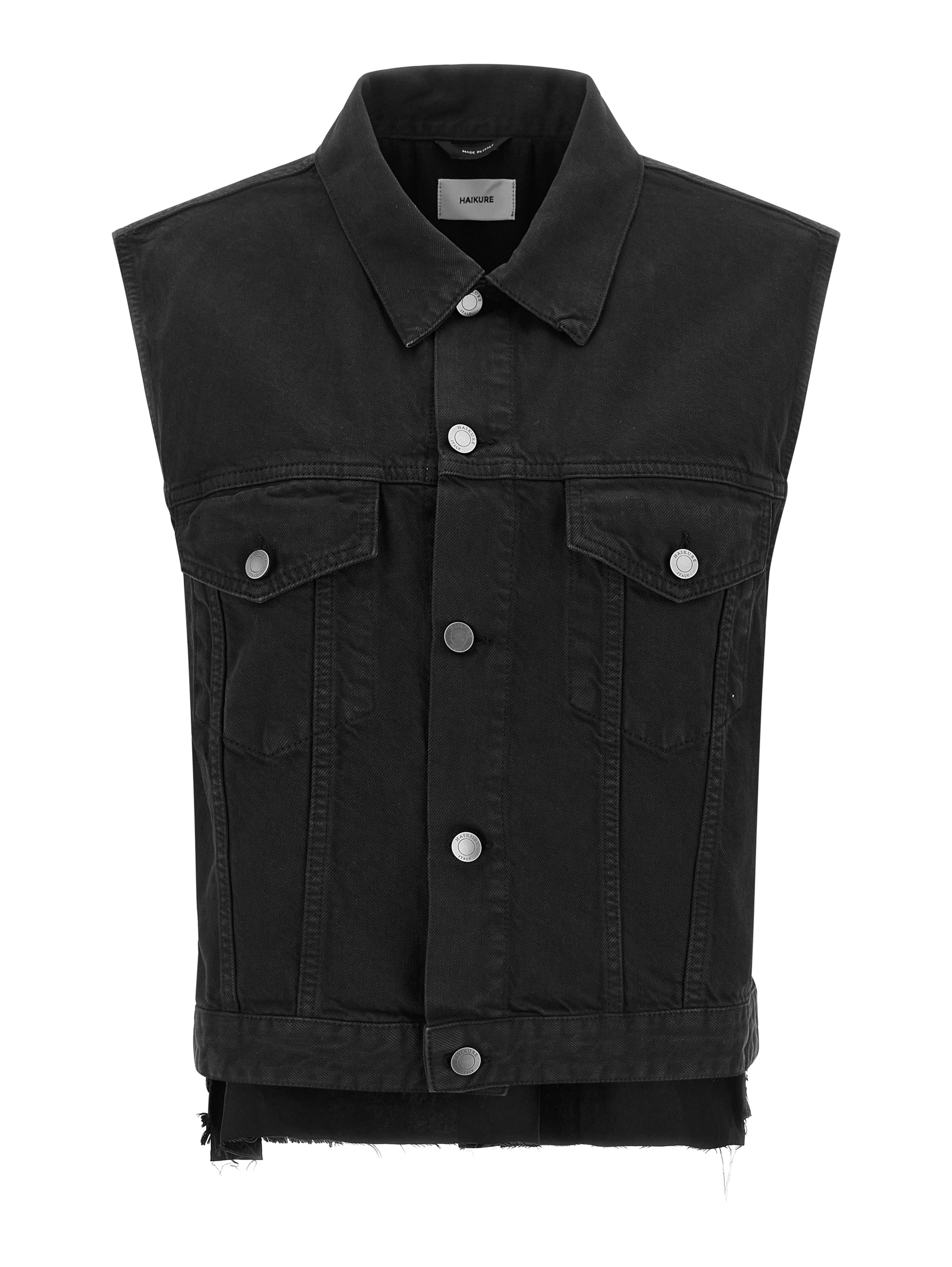 Black Cotton Sleeveless Jacket