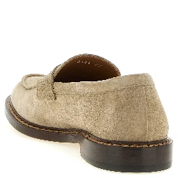 Beige Calfskin Slip-On Loafers