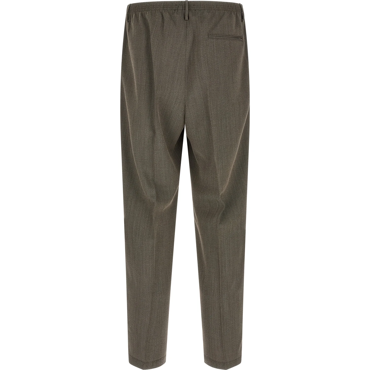 Brown Virgin Wool Casual Pants