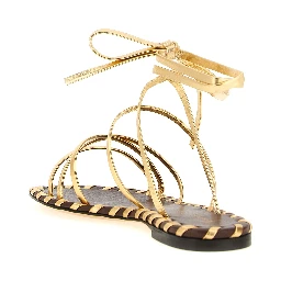 Gold Lamb Leather Flat Sandals